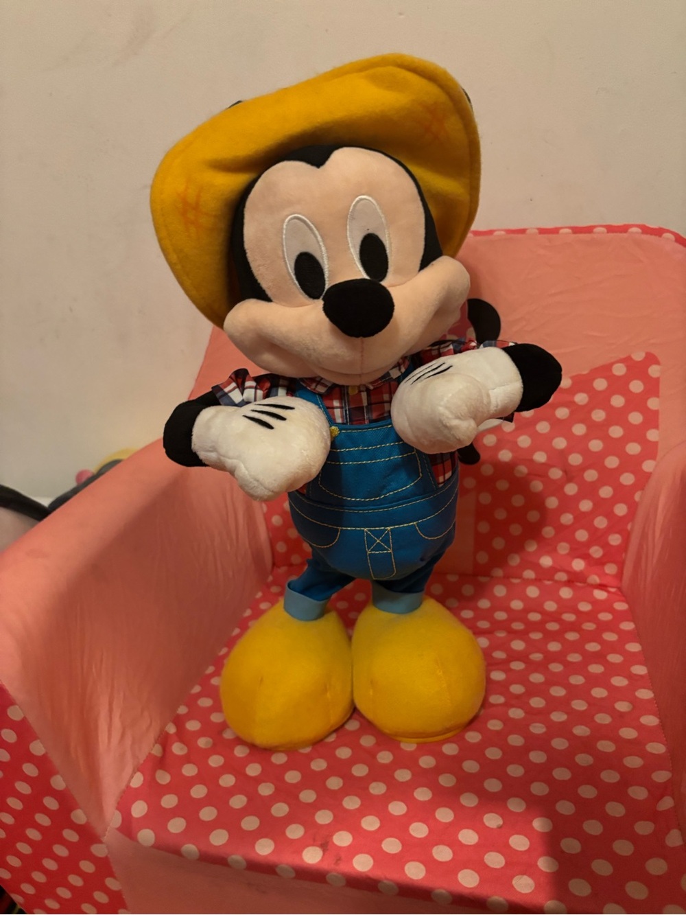 Mickey Mouse Plush in Yellow Hat and Blue Overalls